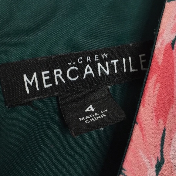 J. Crew Mercantile Floral Tie Sleeve Dress Green 4 - Picture 4 of 8
